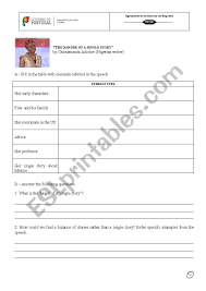 Chimamanda ngozi adichie (/ˌtʃɪmɑːˈmɑːndə əŋˈɡoʊzi əˈdiːtʃeɪ/ (listen); The Danger Of A Single Story Esl Worksheet By Alexdiasferreira