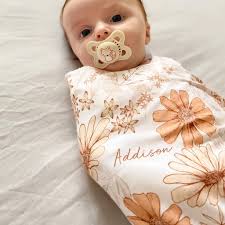 Mushie Organic Swaddle Pink Flowers Mabel Fox On Sale