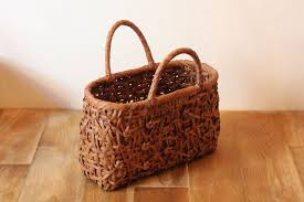 かご バスケット 雑貨 menui 山ぶどう 横長かごバッグ 乱れ編み 花模様 かご クラフトバック かごバッグ