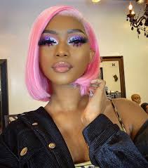 Black And Pink Wig Short Gamay Hair Short Wavy Synthetic Lace Front Wigs Black Root To Pink Omber Lace Front Wig For Black Women