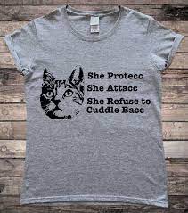 She Protecc She Attacc Funny Cat Meme Cat Lady T-shirt - Etsy