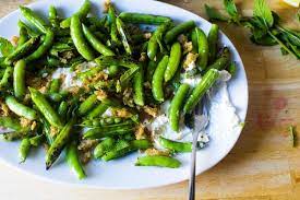 Burrata With Charred And Raw Sugar Snap Peas Recipe Smitten Kitchen Snap Peas Pea Recipes