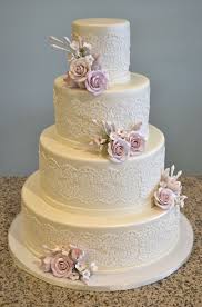 Lace Patterned And Sugar Rose Wedding Cake Wedding Cake Roses Lace Wedding Cake Wedding Cakes Lace Flowers
