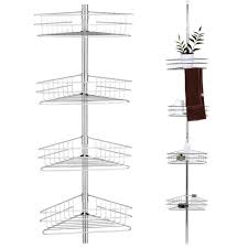 Bei uns findest du badezimmerregale für jeden stil und jedes bedürfnis: Mobel Wohnen Teleskopregal Eckregal 4 Ablagen Duschablage Duschecke Bad Regal Dusche Ac Badezimmerregale Metagal Com Br