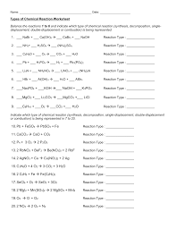 A chemical equation is the symbol in chemistry that represents chemical reaction with the help of chemical formulas. Types Of Chemicalon Worksheet 025217736 1ons Extraordinary Samsfriedchickenanddonuts