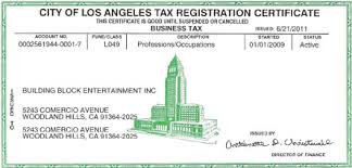 Business Tax Business Tax Registration Certificate