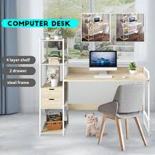 Turismo stazzione extra wide good dual monitor computer desk: Buy Desktop Computer Desk With 4 Layers Of Bookshelves And 2 Drawers Home Writing Desk Desk At Affordable Prices Free Shipping Real Reviews With Photos Joom
