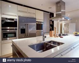steel extractor fan above island unit