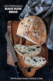 Mediterranean Black Olive Bread Www Oliviascuisine Com A Delicious No Knead Crusty Bread Made With Olive Bread Black Olive Bread Recipe Mediterranean Bread