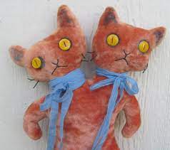 Handmade Creepy Cute Siamese Twins Conjoined Cats Stuffed Animal Toy Plush Gothic Ooak Vintage Velvet Boudoir Doll Weird Halloween Rr13 Creepy Stuffed Animals Stuffed Animal Cat Creepy Toys