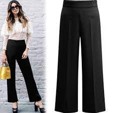Pantalon Large Femme Couleur Unie Pantalon Grande Taille Pantalon Droit Confortable Noir Cdiscount Pret A Porter