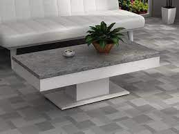 Cette table basse fera l'admiration de vos invités par son look original et son design étudié pour une ergonomie optimale. Table Basse Plateau Beton Avec Coffre De Rangement Astulia
