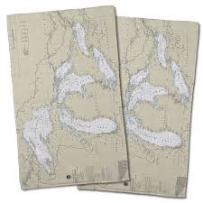 Great Lakes Nautical Chart Hand Towel Set Of 2 In 2019