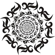 True to many buddha tattoo designs, this one depicts a nature scene, with the large sun in the center and the waterfall, which is usually associated with peace and meditation. Round Tribal Tattoos Set Stock Vector Illustration Of Ancient 28766725