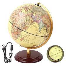 Vintage crams imperial 12 world globe on metal stand george f made in u s a. Antique World Globe With Illuminated 98 Inch Led Light Stand And Base For Desk Map Decor Office Study Desktop Educational Tool Teaching Crafts Educational Toys Planet