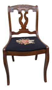 As seen in photo, some signs of wear on the rush seat. 1940s Vintage Mahogany Needlepoint Chair By Karpen Furniture Chairish