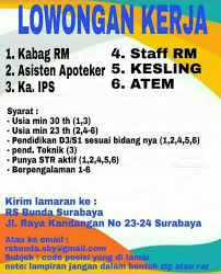 Lowongan kerja terbaru 2021 lowongan bank bumn cpns pertamina telkom kereta api astra lowongan kerja sma smk d3 d4 s1 s2 tahun 2020. Lowongan Kerja Rs Bunda Surabaya Teknologi Elektro Medis