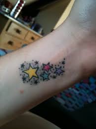 Black ink half moon and small star tattoos design. 20 Eye Catching Wrist Tattoo Designs To Make You More Fashionable