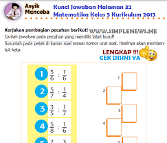 Kunci jawaban matematika kelas 8 semester 1 halaman 32. Lengkap Kunci Jawaban Halaman 32 Matematika Kelas 5 Kurikulum 2013 Simple News Kunci Jawaban Lengkap Terbaru