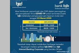7:30 pagi hingga 9:30 malam. Cegah Persebaran Corona Bank Bjb Batasi Jam Operasional Kas