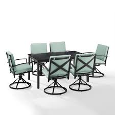 Which is the best dining set for six people? Crosley Furniture Kaplan 7 Piece Outdoor Dining Set Mist Oil Rubbed Bronze Table 6 Swivel Chairs Ko60022bz Mi