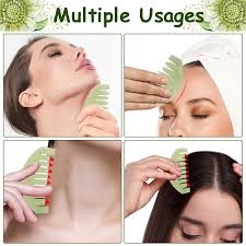 Janedream Jade Stone Gua Sha Comb Traditional Massage Tools Scalp