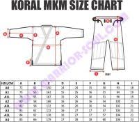 Koral Bjj Gi Size Chart Koral Light Gi Size Chart