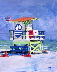 Beach Life Guard Tower Painting Original Dan Byl Art Deco Etsy Ocean Canvas Original Art Painting Original Paintings