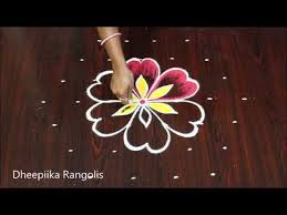 Latest Colour Rangoli Design With 7x4 Dots Ll Small Daily Colour Muggulu Ll Easy Rangolis Youtube Rangoli Colours Rangoli Designs Rangoli Designs With Dots