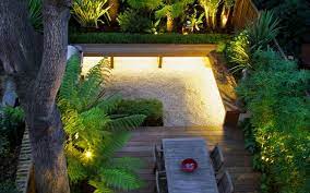 Large Modern Back Garden With Lighting Aerial Upstairs View Tropical Garden Design Modern Garden Garden Ideas Uk