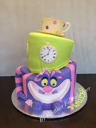 Alice In Wonderland Cheshire Cat Mad Hatter Tea Party 2 Tier Birthday Cake Mad Hatter Tea Party Mad Hatter Cake Mad Hatter Party