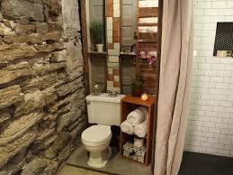 Give your space a quick fix with paint, ceramic tile or glass blocks. Eclectic Bathroom With Exposed Rock Wall Hgtv