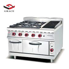 Gas Range 4 Burner And Lava Rock Grill With Gas Oven Grace