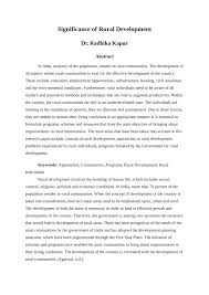 Pdf Significance Of Rural Development