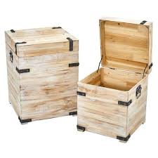 Antique trunk with allover painted butterfly design. Nearly Natural Decorative White Wash Wood Storage Boxes And Trunks With Metal Detail Set Of 2 7028 S2 The Home Depot