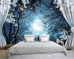 3d Wall Mural Wall Paper Natural Scenery Peaceful Night Forest Moon Custom 3d Room Landscape Photo Wallpaper Window View Bedroom From Tongxunbei66 24 13 Dhg Bedroom Murals Room Wallpaper Modern Wallpaper