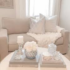 C H R I S T Y M E L On Instagram Updated My Space With Silver Gray White My Go To Colo Coffee Table Decor Tray Coffe Table Decor Living Room Decor Modern