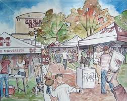 The Junction Art Print Mississippi State Campus Tailgate Painting Bulldogs Football Game D Mississippi State Mississippi State Bulldogs Bulldogs Football