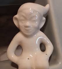 Vntg Cameron Clay Pottery Pixie Elf Sitting Gray Cubist Planter Vase Wall  Pocket