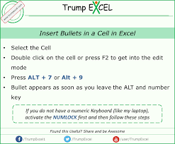 Insert Bullets In A Cell In Excel For More Excel Tips Visit Www Trumpexcel Com
