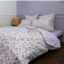 Chouette pour faire son lit en retournant le bord. Parure Percale Jardin Fleuri Lila Au Marche Du Linge