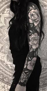 Sleeve Tattoo Design Solid Black Tattoo Blackout Tattoo Floral Tattoo Sleeve
