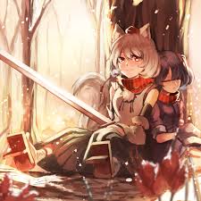 冬のにとり もみじ touhou momiji inubashiri and nitori アニメのネコ アニメキャラクター アニメファンタジー
