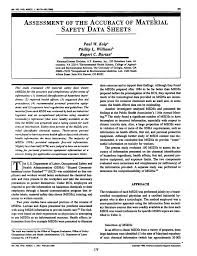 Welcome to the world's most current and comprehensive safety data sheet (sds) database. Pdf The Accuracy Of Material Safety Data Sheets