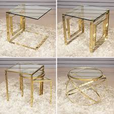 Find coffee tables & accent tables at wayfair. Geo Gold Nesting Tables Clear Glass Top Coffee Table Desk Living Room Furniture Ebay
