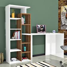 Poly Desk White Brown Home Study Table Designs Shelves