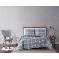 Quilt shop quality fabrics in red, green, white and brown. Truly Soft Leon Plaid Grey Twin Xl 2 Piece Quilt Set Qs3068gytx 2300 The Home Depot