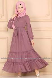 modaselvim elbise firfirli sifon tesettur elbise 4044mb205 gul kurusu sifon elbise elbise dugun elbise