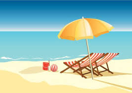 A Summer Beach With Umbrella Chairs Beach Sand And Sea In 2020 Beach Illustration Beach Chair Umbrella Beach Graphics