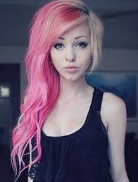 Half Pink Half Blonde I M Doing This But It Ll Be Purple Emo Hair Hair Styles Hair